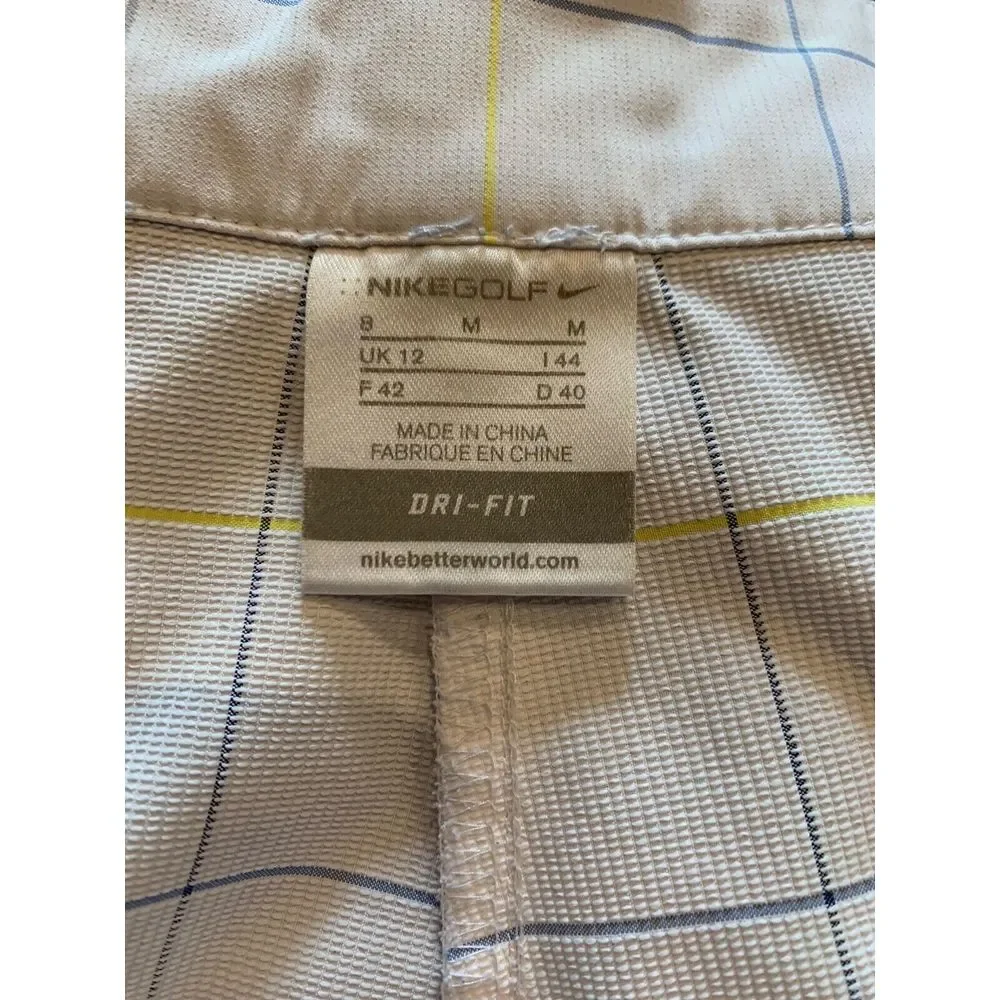 Nike Golf Dri-Fit Shorts Mens Medium Plaid Lightweight Snap Button‎